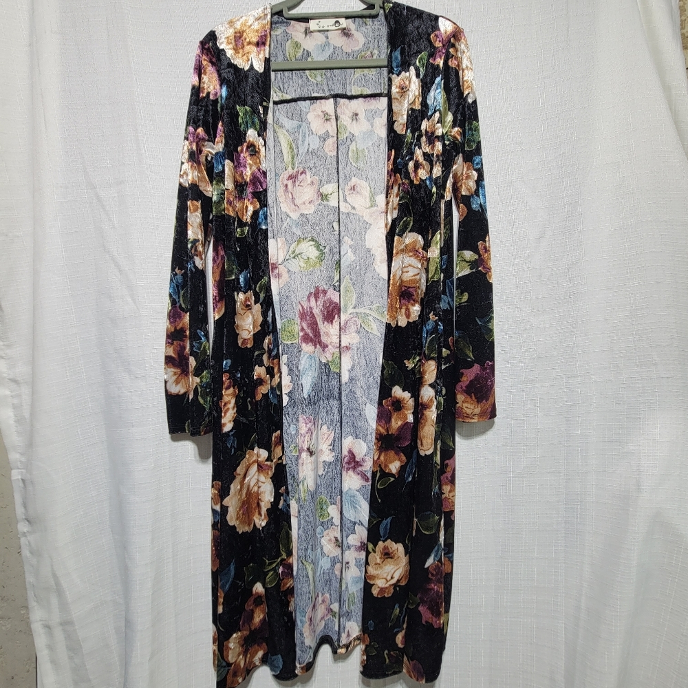 Velour Floral Cardigan